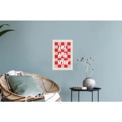 Hot - Spicy - Geruit - Rood Muursticker klein -plant