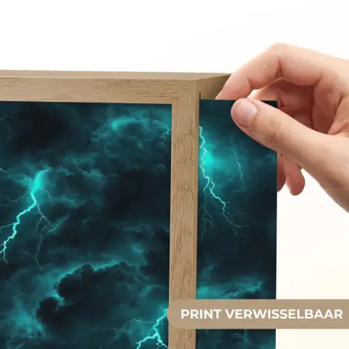 Turquoise - Bliksem  - Wolken Light Box met batterij (Wandlamp) middel 907 -USP_websiteprintNL