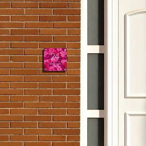 Roze rozen - Klassiek Naambord Vierkant klein -sfeer3-XS