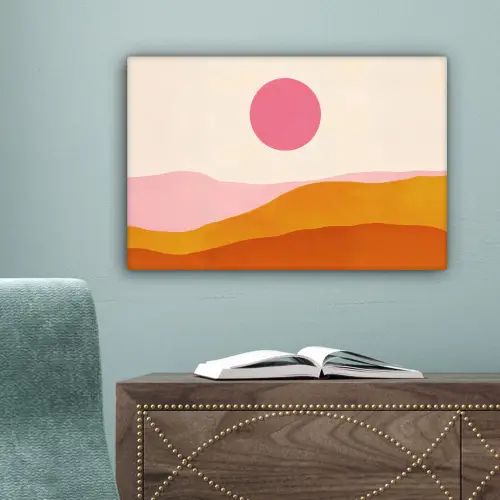 Zon - Heuvels - Abstract - Roze canvas 2cm klein -sfeer4