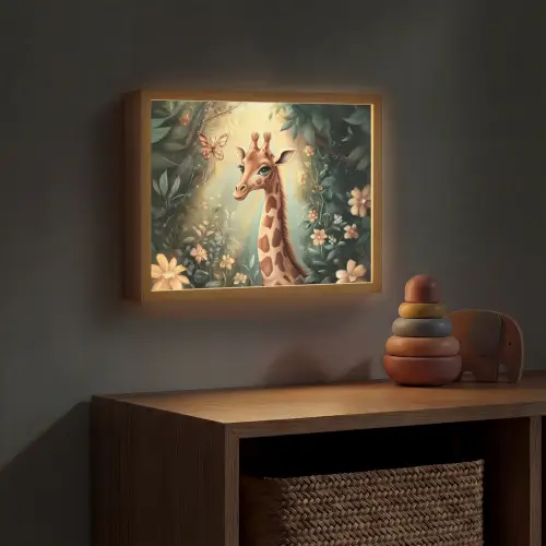 Giraffe - Jungle - Bloemen Light Box met batterij (Wandlamp kind) middel -sfeer5_kind