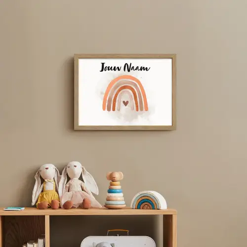 Regenboog - Roze - Pastel kleuren - Hartje Light Box met batterij (Wandlamp kind) middel -sfeer2_kind