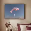 Dolfijn - Roze - Astronaut Textielframe zwart klein -sfeer1