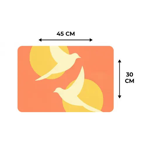 Vogels - Cirkels - Geel Placemat vinyl groot -specs