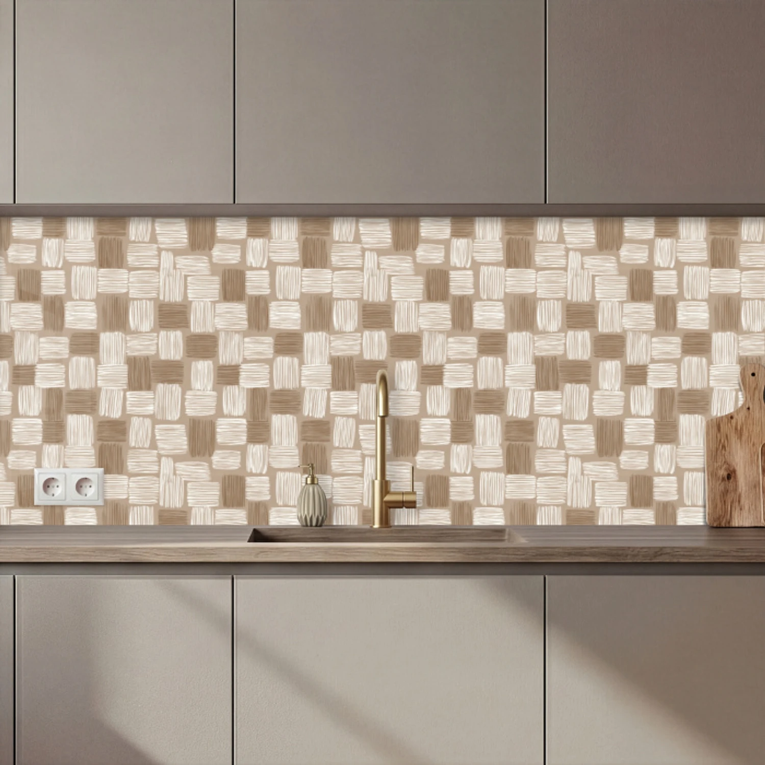 Blok - Patroon - Bruin keuken achterwand 2 middel 871 zz_3dshopping