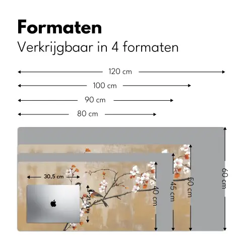 Vogels - Bloesemtak - Bloemen - Oranje Muismat XXL klein -sfeer5