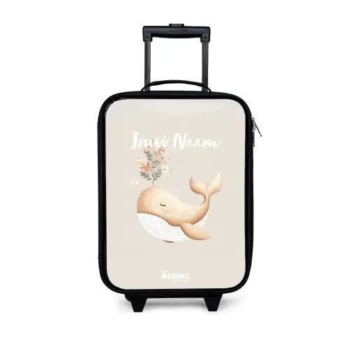 Walvis in pastel beige kleuren Kinderkoffer - Zwart klein -3d