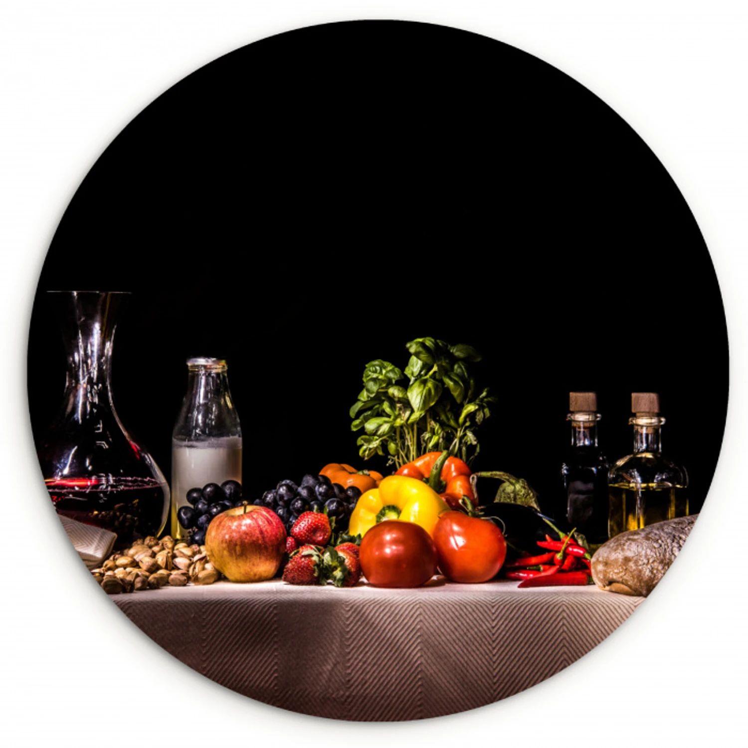 Culinaire compositie KitchenYeah - Keuken - Wandcirkel Forex klein -3d