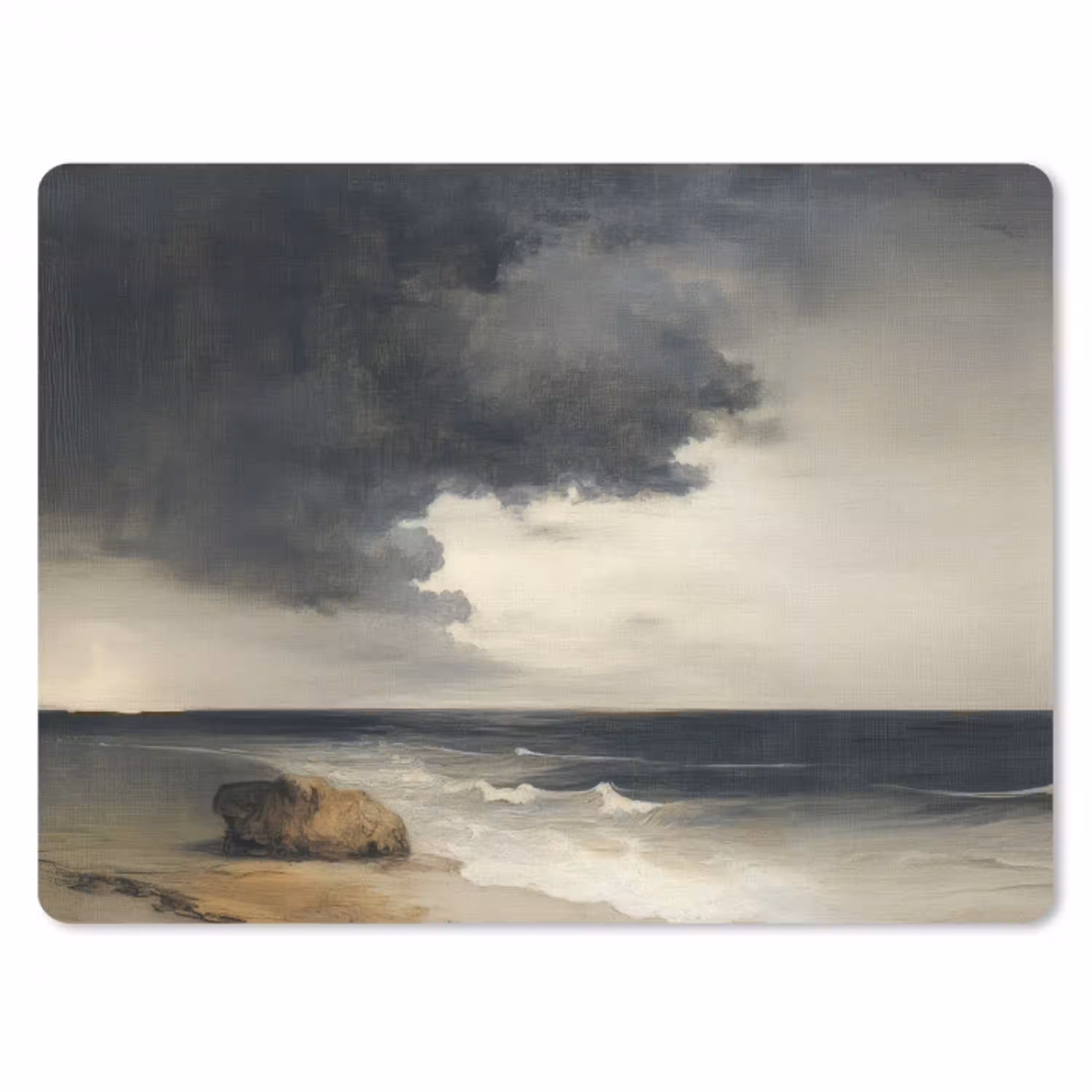 Kust - Golven - Rots - Storm muismat rubber klein -3d