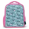 Donkerblauw walvissenpatroon met zeesterren Kinderrugzak - Roze middel -3d