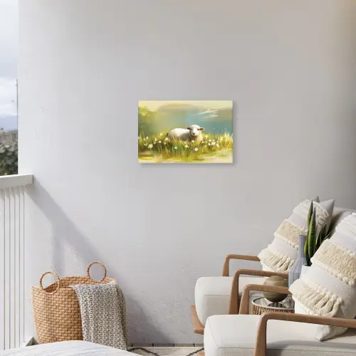 Schaap - Weide - Groen Tuinposter op houten frame 2 cm dik klein -sfeer1