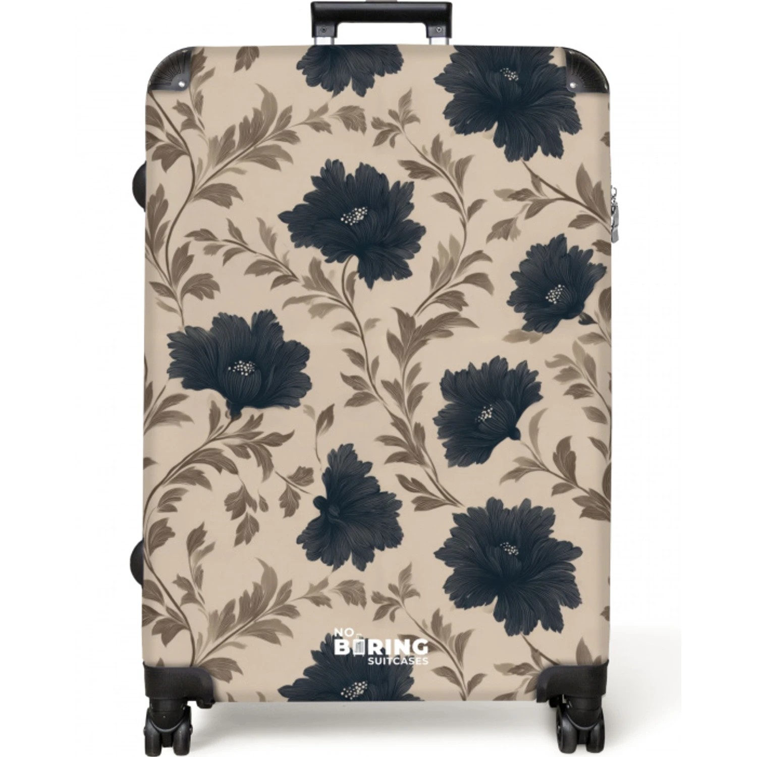 Motief - Bloemen - Zwart - Beige NBS - Large koffer - Volwassenen Unisex groot -zzzzzzzzkaufland2