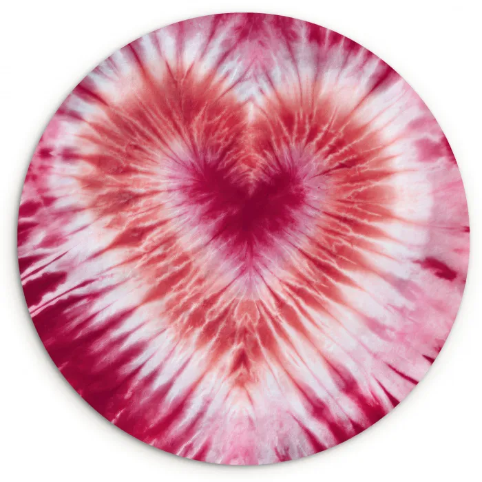 Hartvorm - Roze - Tie dye Wandcirkel kunststof plaat 5mm dik klein -3d