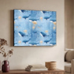 Walvissen - Oceaan - Blauw Textielframe zwart klein 947 -sfeer3