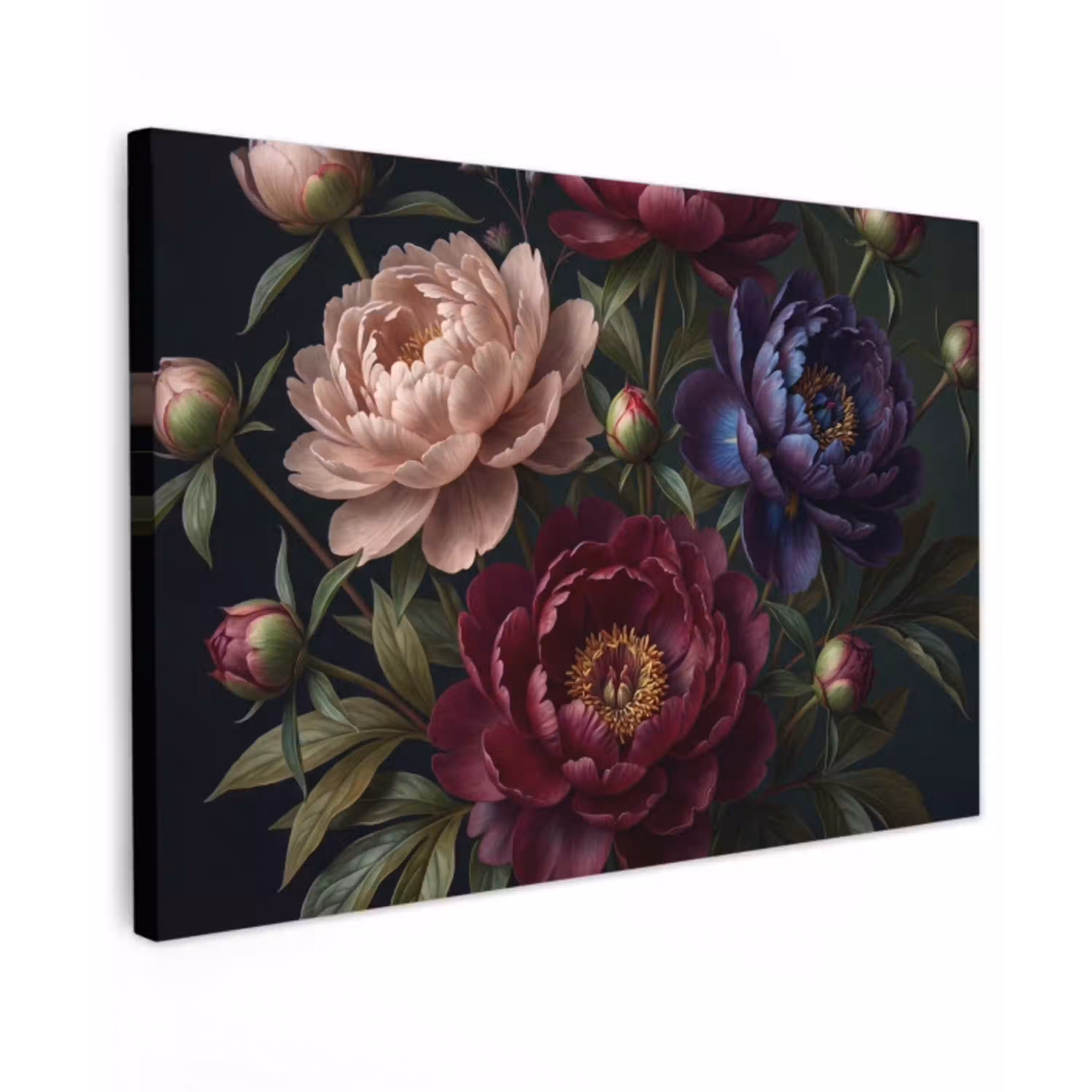 Bloemen - Boeket - Natuur - Modern - Donker canvas 2cm klein -z3d