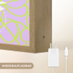 Ready for take off - Vliegtuig - Groen - Paars - Golvende lijnen Light Box met batterij (Wandlamp) middel -USP_websiteoplaadbaarDE