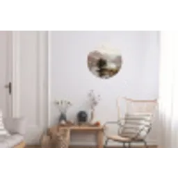Berglandschap - Meer - Bergen - Vallei - Klassiek Wandcirkel aluminium klein -woonkamer