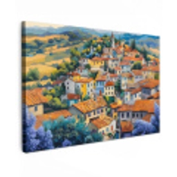 Dorp - Heuvels - Landschap - Bomen Tuinposter op houten frame 2 cm dik klein -3d