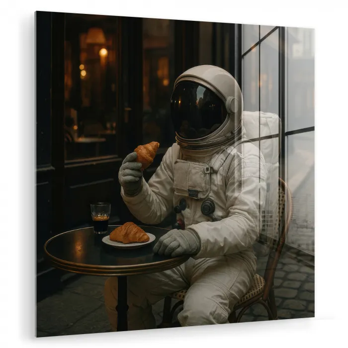 Café - Croissant - Koffie - Astronaut plexiglas 5mm klein -zzzproduct_nieuw