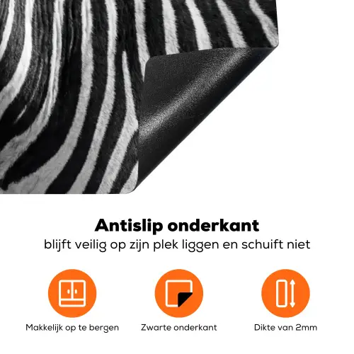 Zebra's - Zwart - Wit Inductie beschermer vinyl 3mm klein -zzzzzzz-td-onderkant