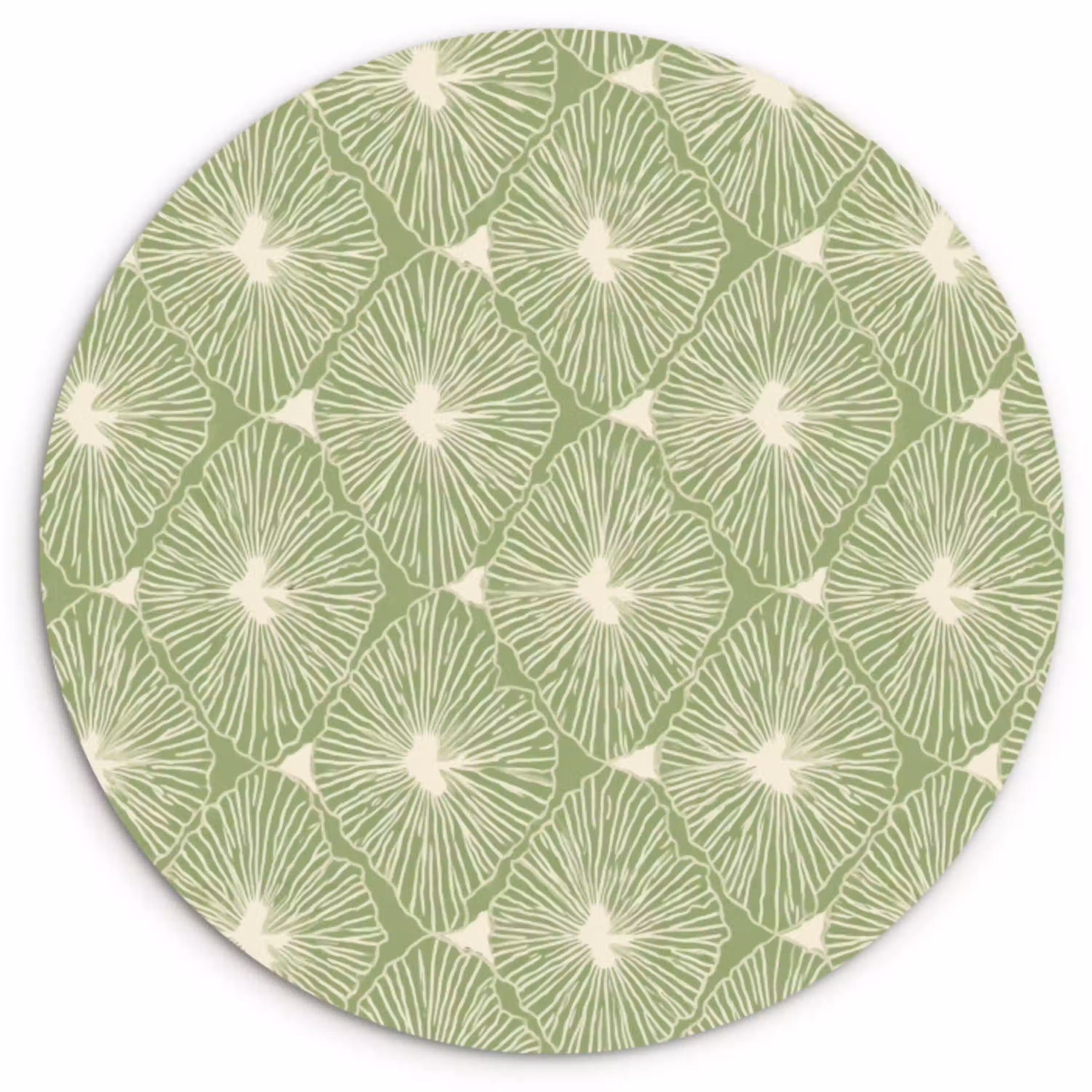 Saliegroen - Botanisch - Ruiten - Organisch - Patroon Wandcirkel kunststof plaat 5mm dik klein 188 -3d