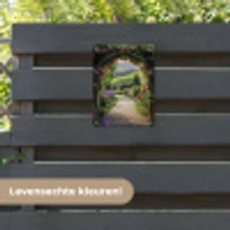 Doorkijk - Tuinboog - Bloemen - Natuur - Pad tuinposter los doek klein -sfeer3