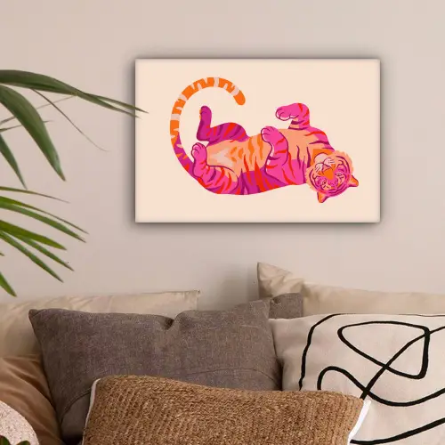 Tijger - Roze - Oranje canvas 2cm klein -sfeer1