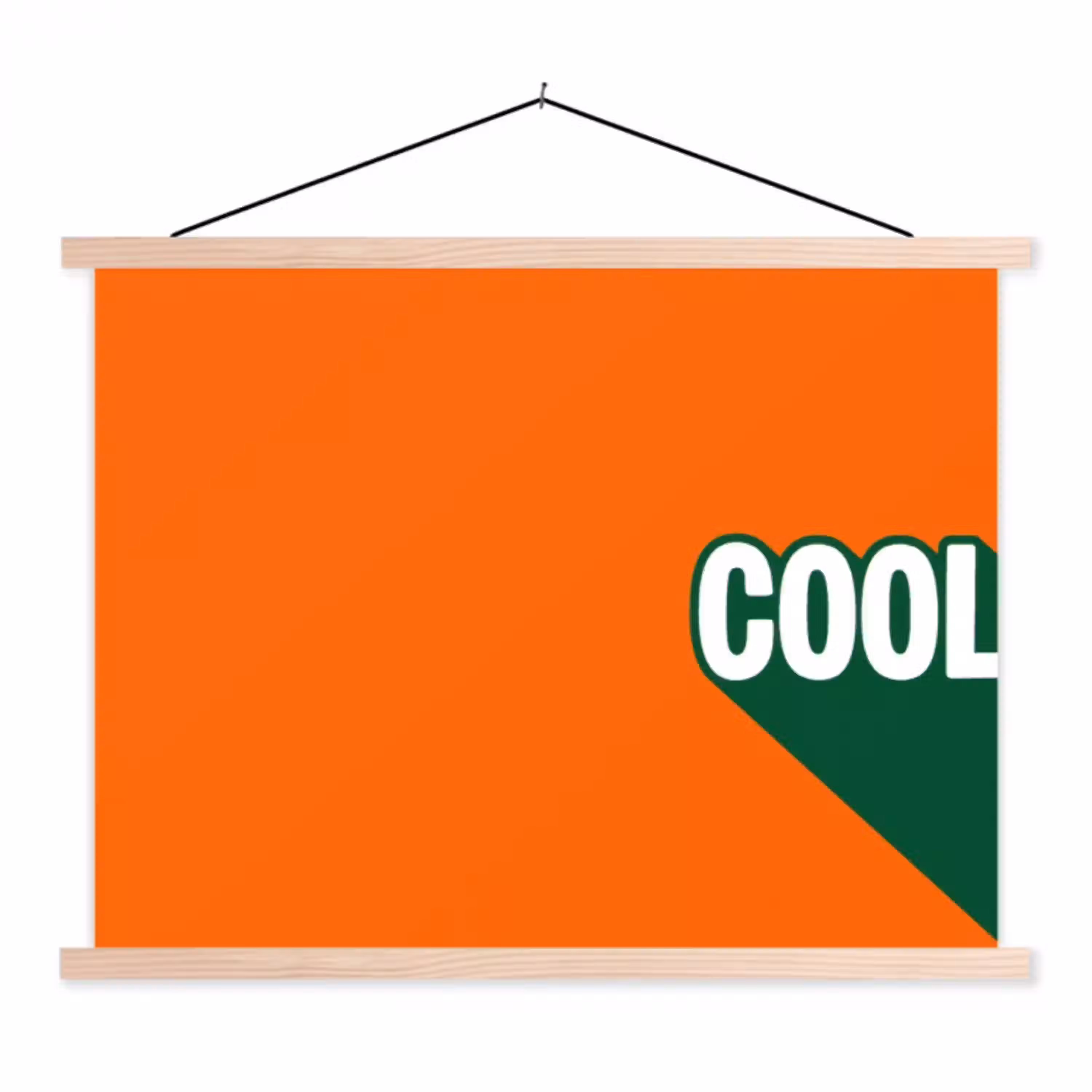 Cool - Oranje - Groen textielposter latten blank klein -3d