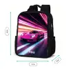 Roze raceauto flitst door neonlicht Rugzak - Zwart middel -productfoto_formaten