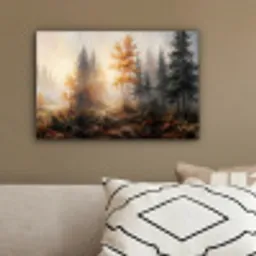 Bospad - Herfstbladeren - Natuur - Schilderachtig - Oranje canvas 2cm klein -sfeer3