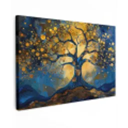 Boom - Levensboom - Blauw - Goud canvas 2cm klein -z3d