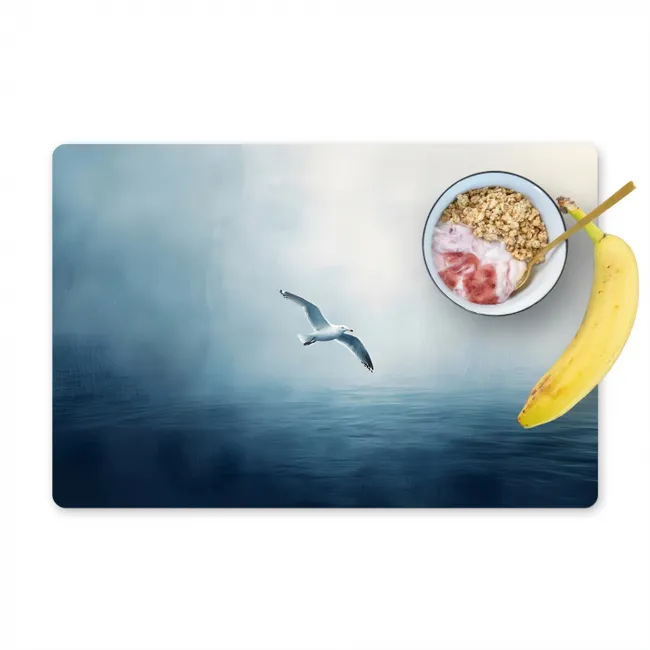 Meeuw - Wit - Zee - Mistig Placemat vinyl groot -zzzproduct_Kitchenyeah-website