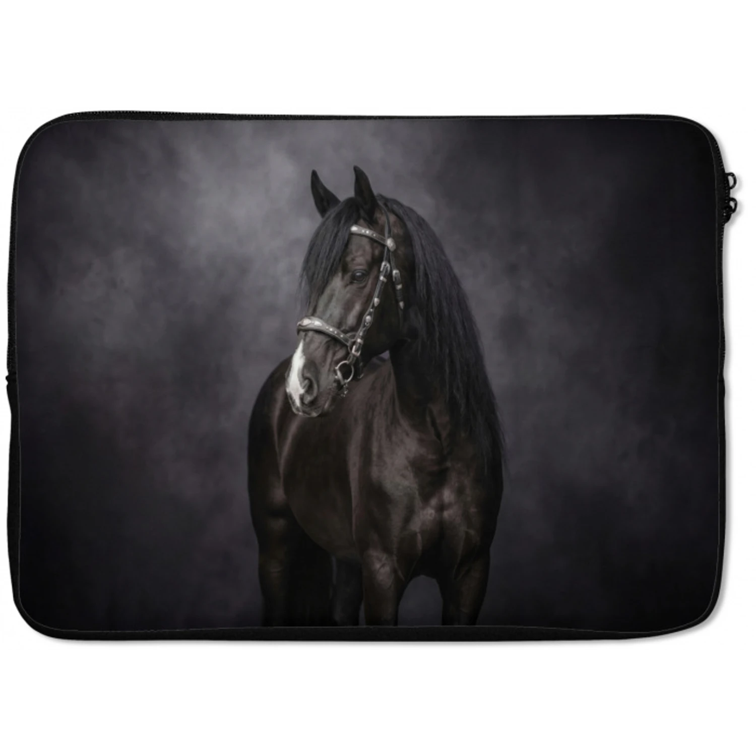 Portret - Paard - Zwart laptophoes neopreen klein -zkaufland3dotto