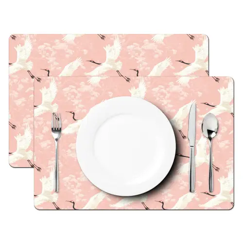 Kraanvogels - Bloesem - Roze Placemat vinyl groot 368 -zzsfeer2_Kitchenyeah-website