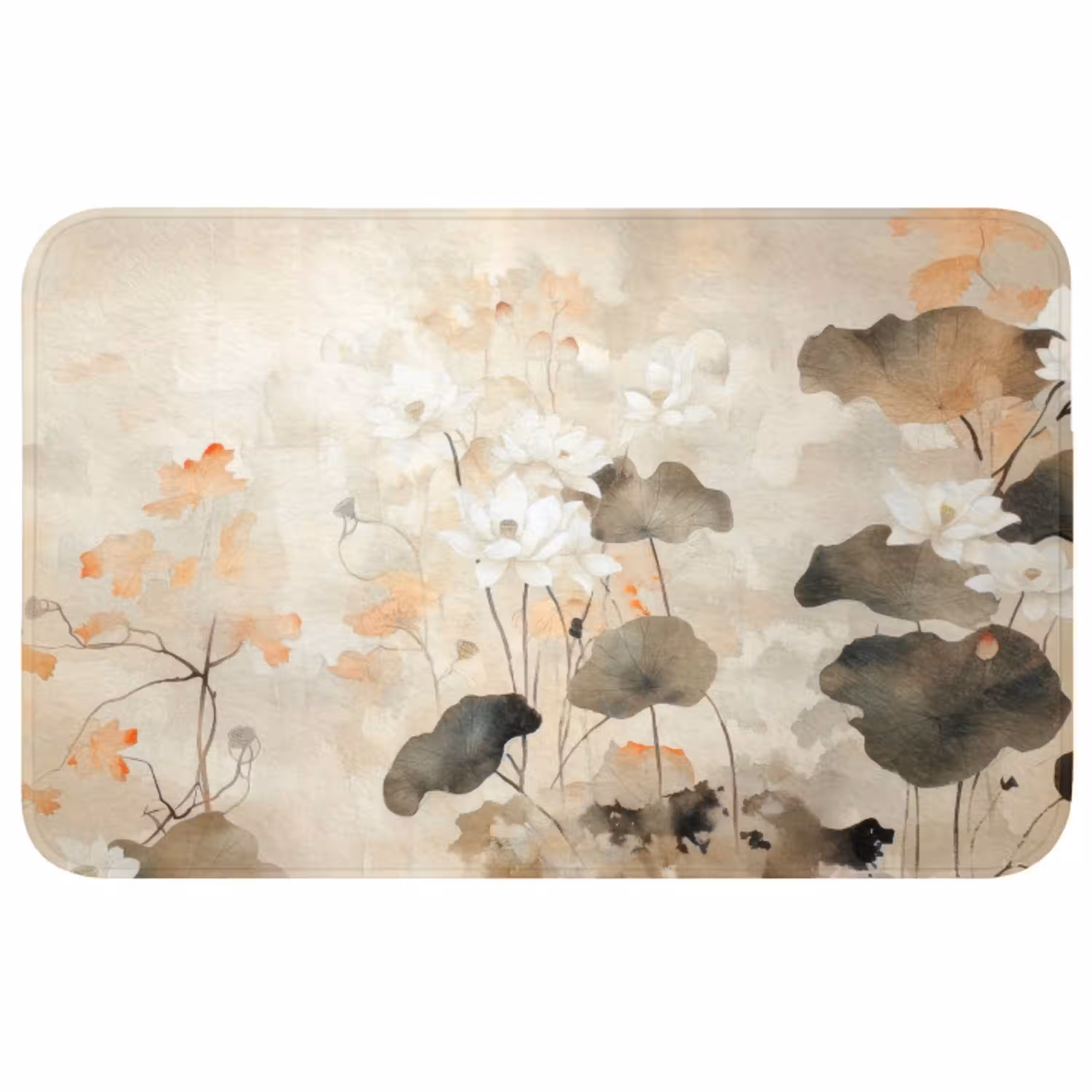 Bloemen - Japandi - Wabi sabi Badmat middel -3d