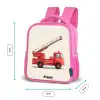 Brandweerwagen - Getekend - Rood Kinderrugzak - Roze middel -productfoto_formaten