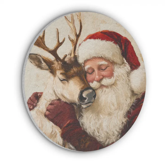 Kerstman - Rendier - Kerst - Christmas Akoestische PET Vilt - Rond klein -3d