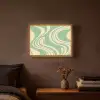 Golvende lijnen - Mintgroen - Dansende vormen Light Box met batterij (Wandlamp) middel -sfeer4