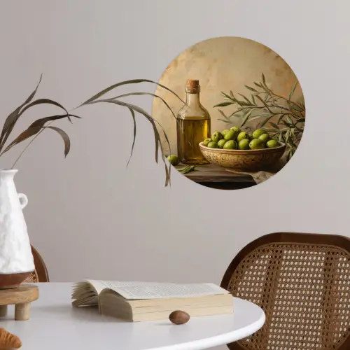 Olijven - Stilleven - Vintage Wandcirkel behangsticker klein -sfeer3
