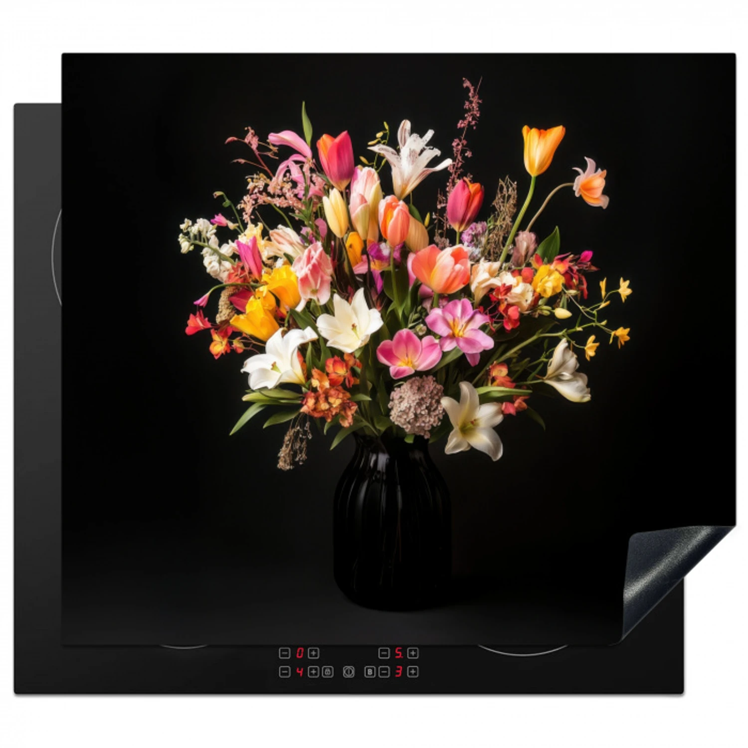 Vaas - Bloemen - Tulpen Inductie beschermer vinyl 3mm middel -3d