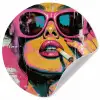Portret - Vrouw - Abstract - Zonnebril Wandcirkel behangsticker klein -3d