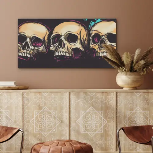 Schedels - Graffiti - Neon PET vilt middel -sfeer4