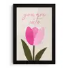 Tulp - Roze - Valentijn - Bloem fotolijst zwart zonder passe partout klein -3d