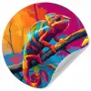 Kameleon - Tak - Gestreept - Bladeren Wandcirkel behangsticker klein -3d