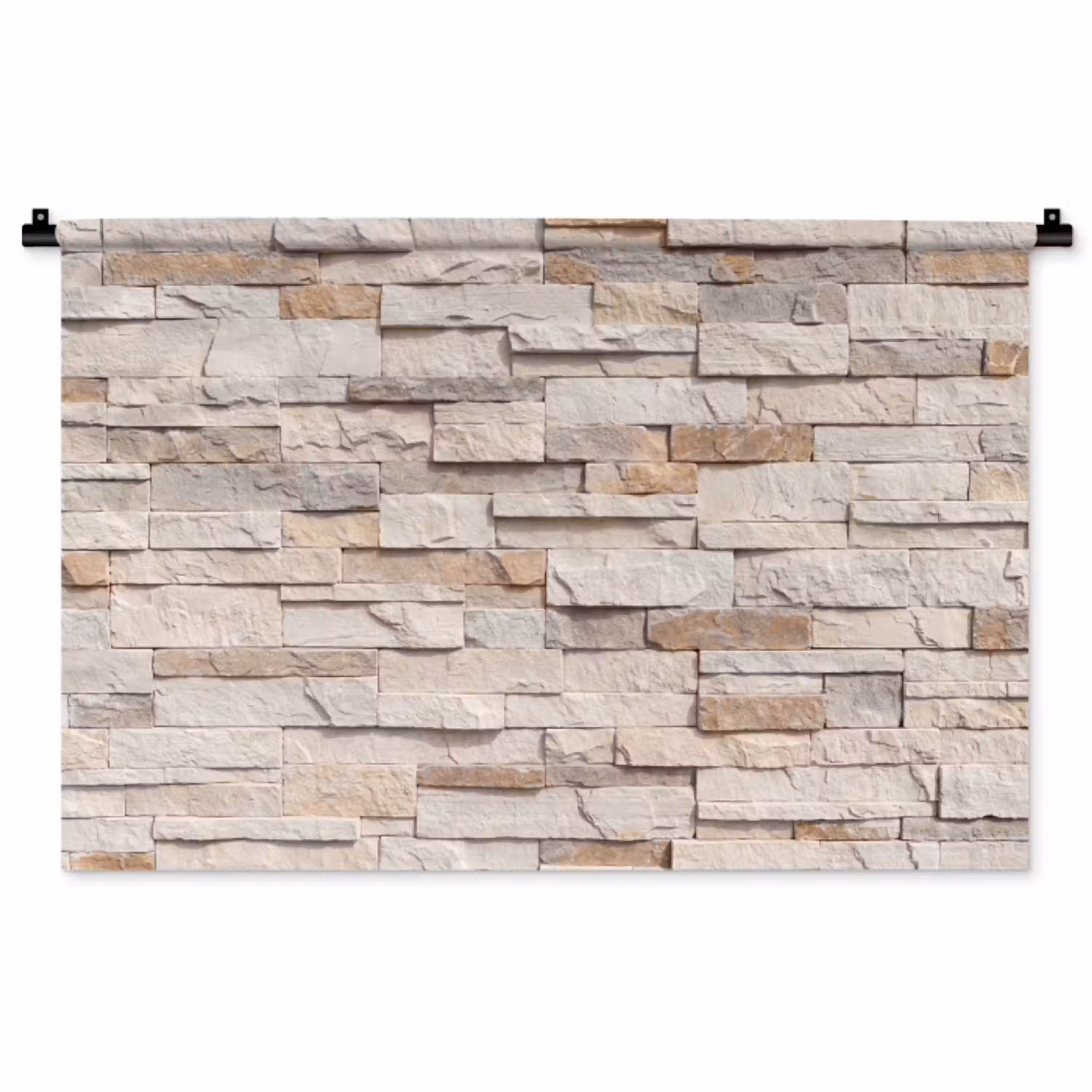 Steen - Muur - Textuur - Rustiek - Beige Wandkleed katoen middel -zz3d