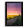 Bloemen - Weg - Lucht - Geel - Paars - Zonsondergang - Natuur fotolijst zwart zonder passe partout klein -3d