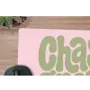 Chase greatness - Groen - Roze - Retro muismat rubber klein -closeup