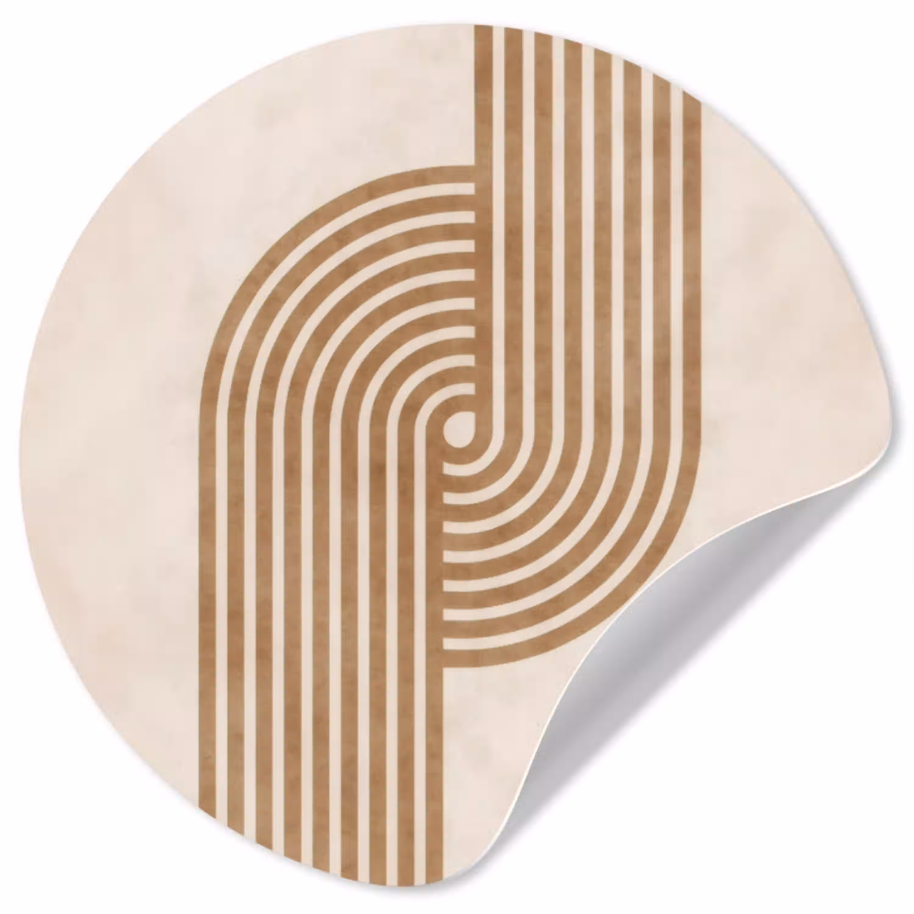 Symmetrische bocht - Koperkleurig Wandcirkel behangsticker klein -3d