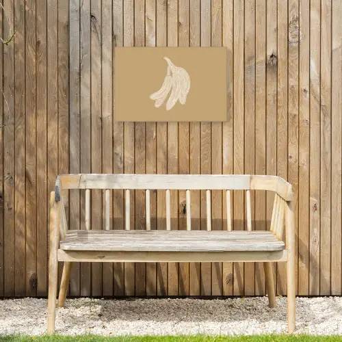 Bananen - Beige - Lijntekening - Minimalistisch Tuinposter op houten frame 2 cm dik klein -sfeer4
