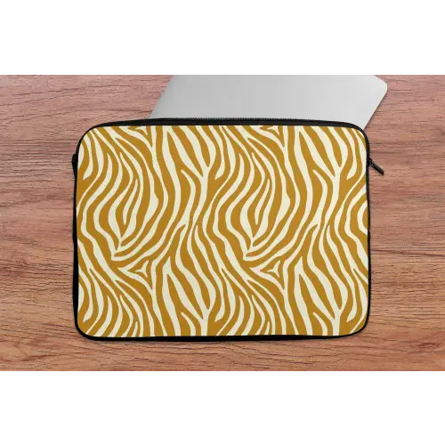 Zebra - Klassiek - Oker - Geel laptophoes neopreen klein 279 -tafel